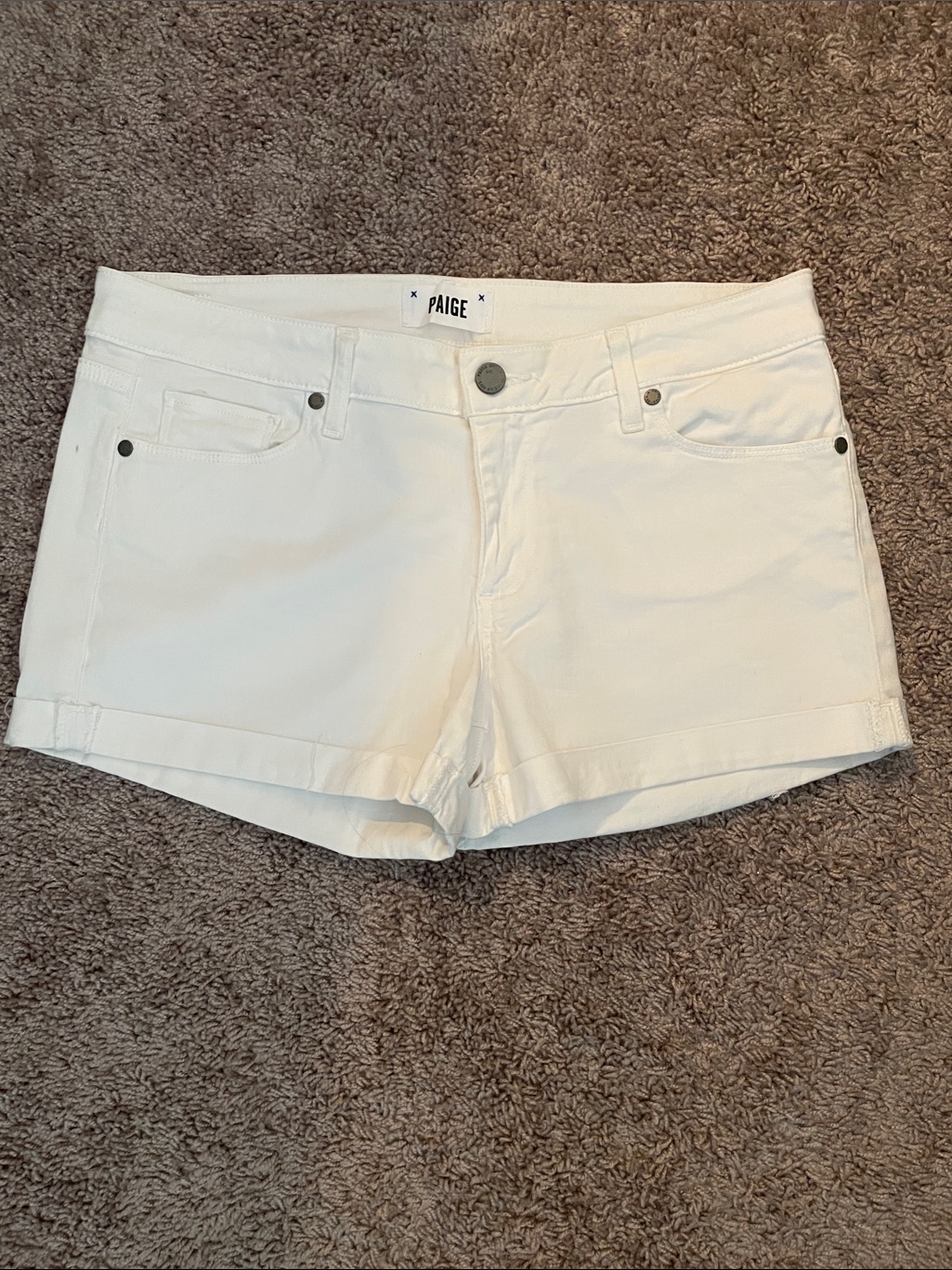 Paige White Cuffed Denim Shorts
